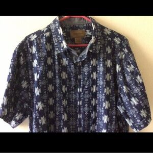 Clear Water Mens Geometric Button Shirt Size Large Nautical Vacation Shirt